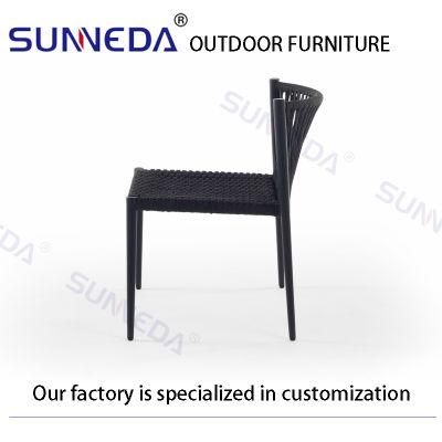 Garden Furniture Aluminum Round Outdoor Coffee Table with Stainless Steel Base