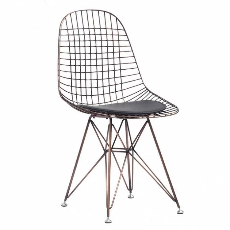 Black Stylish Modern Dining Stakcable Metal Wire Bend Side Chair Outdoor Garden Lounge Metal Wire Chair