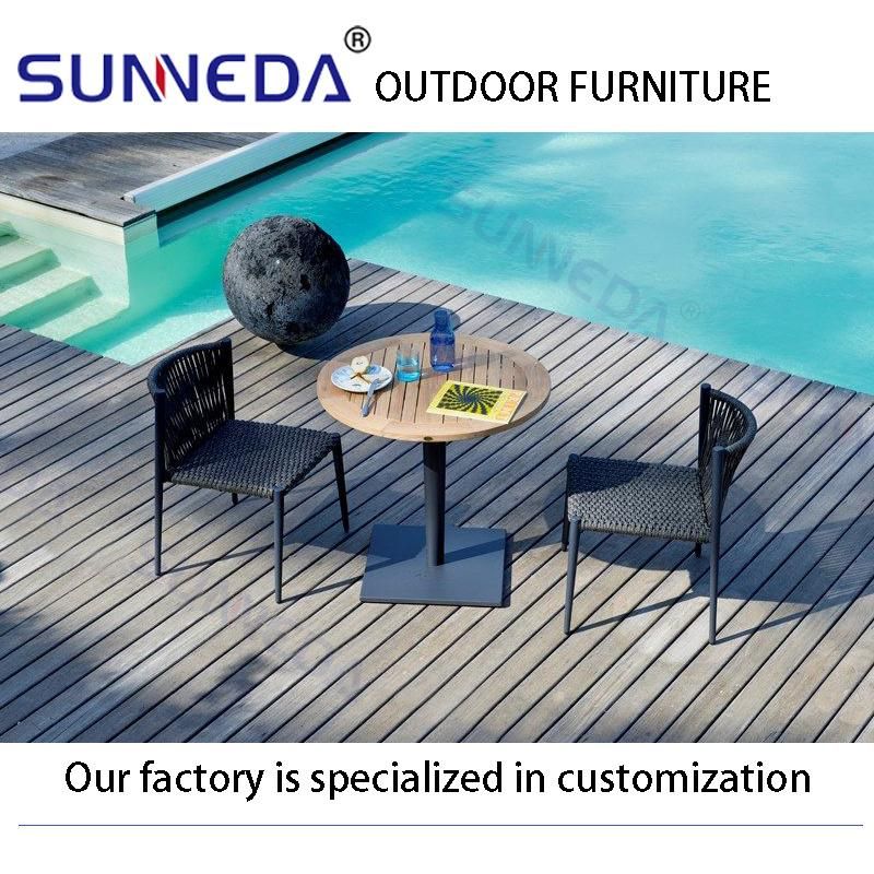 Garden Furniture Aluminum Round Outdoor Coffee Table with Stainless Steel Base