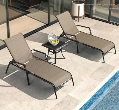 Modern Sun Swimming Pool Lounge Chairs Furniture with Ottoman Outdoor Garden Leisure Chaise Lounge