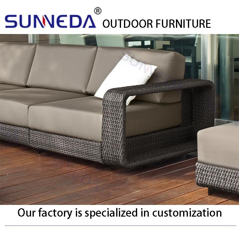 Patio Garden Rattan Wicker Outdoor Sectional Sofa Lounge Sofa Garden Rattan Corner Sofa Furniture