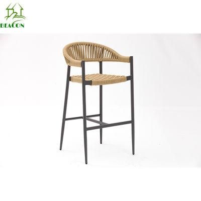 Resort Hotel Furniture Aluminum Rope Weaving Fashion Bar Chair