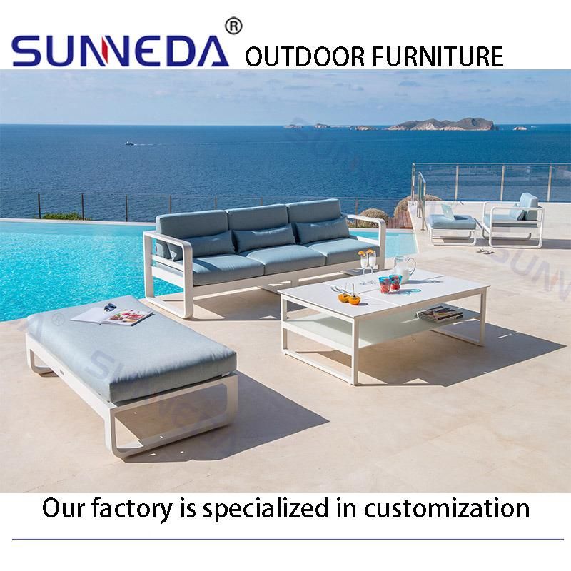 Elegance Design Garden Furniture Aluminum Big Frame Outdoor Chair Sofa with Coffee Table