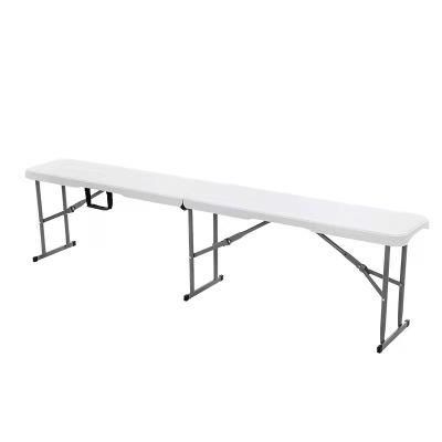 6FT Outdoor Garden Picnic Lightweight Plastic HDPE White Folding Bench