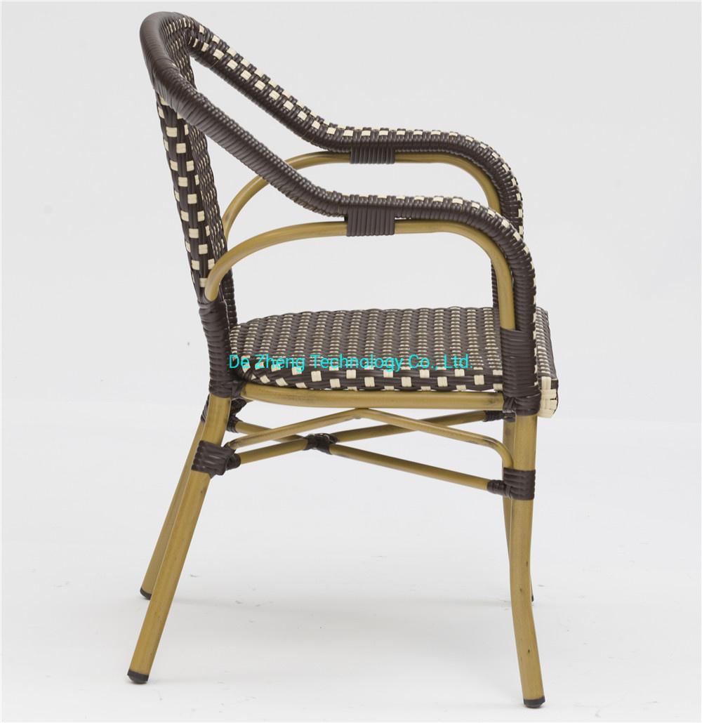 Commercial restaurant Aluminum PE Rattan Chair Large Hevy Duty Bistro Bar Furniture