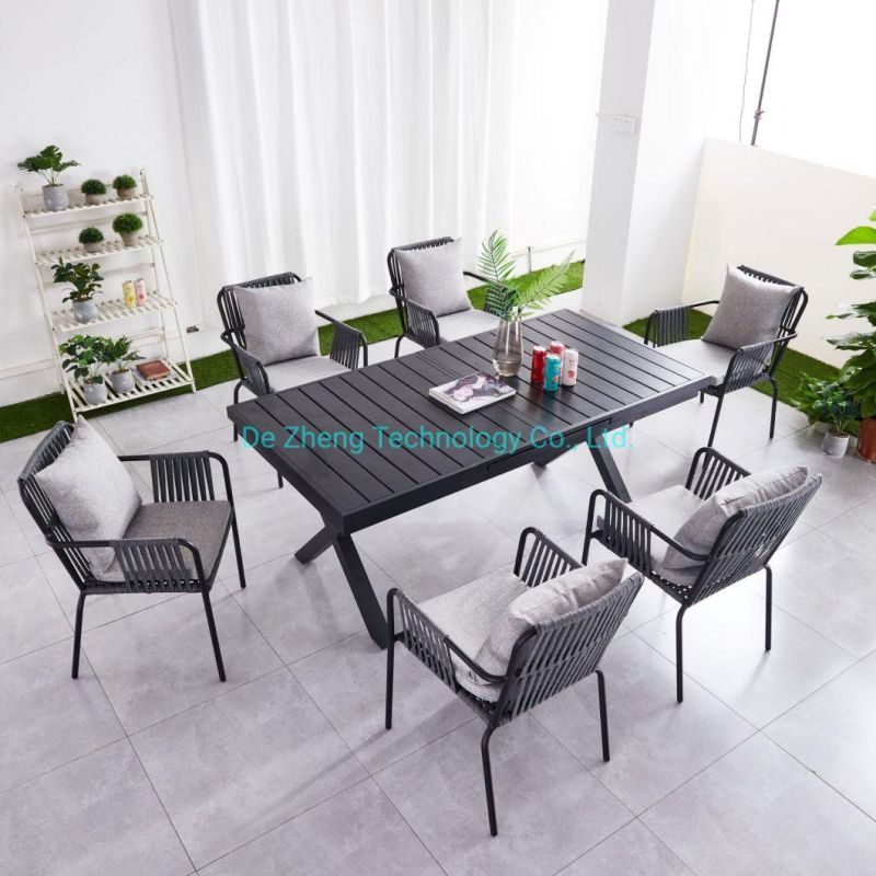 Outdoor Removable Desk All Aluminum Dining Long Tables and Chairs Multi Person Business Table