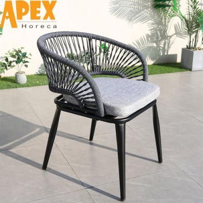 Braided Rope Back Garden Armchair Hotel Balcony Aluminum Dining Chair