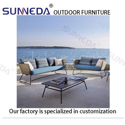 Eco-Friendly Outdoor Aluminum Sofa Set with Waterproof &amp; Back Cushion