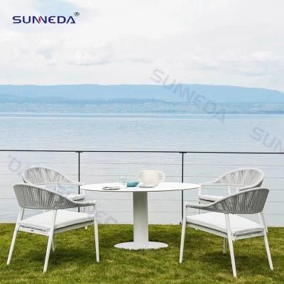 Outdoor Leisure Tables Set with Waterproof Sunscreen Round Rope