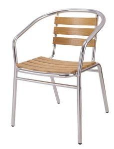 Garden Camping Leisure Shining Aluminum Bistro Stack Chair Wood Slat