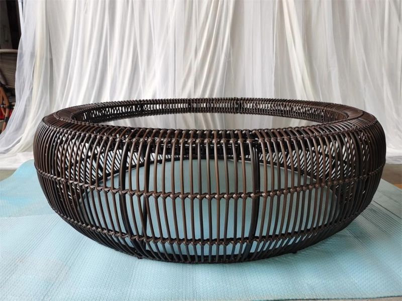 Luxury Garden Mesh Fabric Dining Set Rattan Table