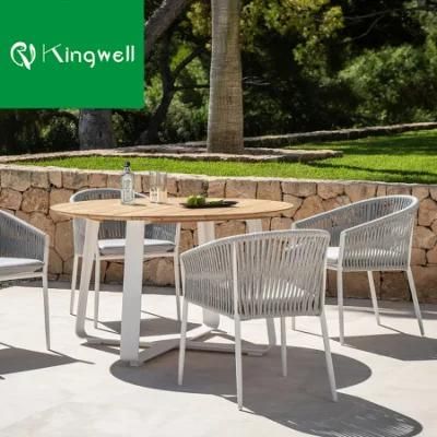 Hotel Outdoor Leisure Patio Villa Wooden Rope Dining Furniture Garden Set Table and Chair