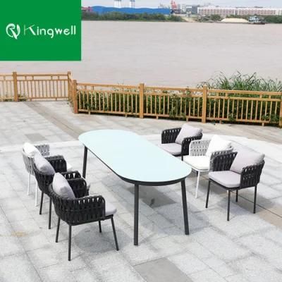 Unique Design Patio Garden Weaving Rope Chair with Aluminum Frame Furniture Outdoor