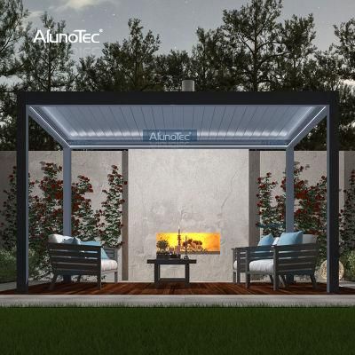 AlunoTec Easily Assembled Motorized Patio Cover Outdoor Gazebo Canopy Awning Garden Aluminium Pergola Kits