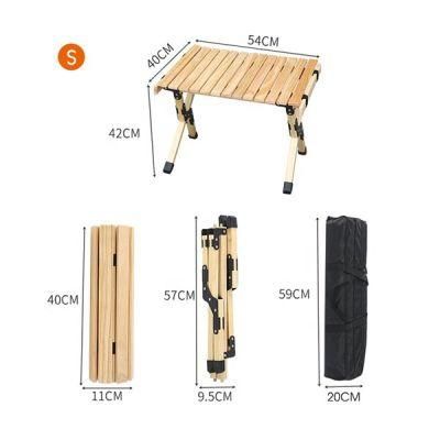 Factory Wholesale Outdoor Folding Table Customized Logo Beech Wood Portable Camping Table Egg Roll Table