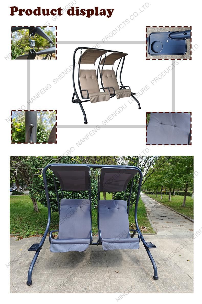 2person Outdoor Canopy Swing Porch Swing with Removable Cushion Garden Poolside Balcony Patio Swing