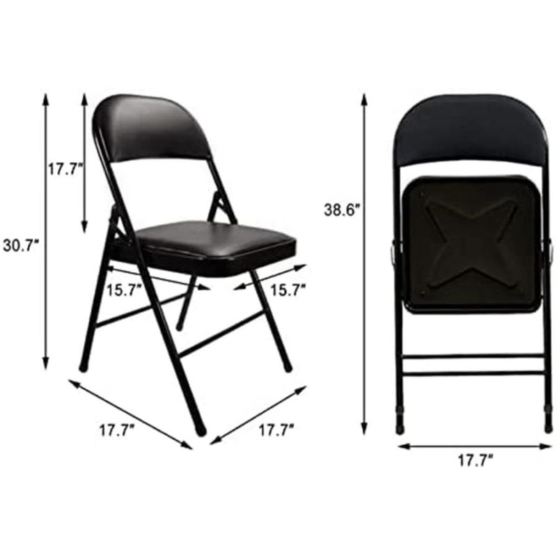 Light Weight Hotel Leather Cushion Padded Metal Folding Chair for Sale