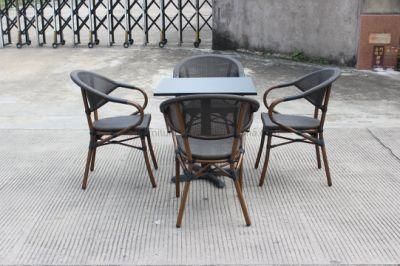 4PCS Square Steel Table Stackable Textiline Chair Set Outdoor Furniture