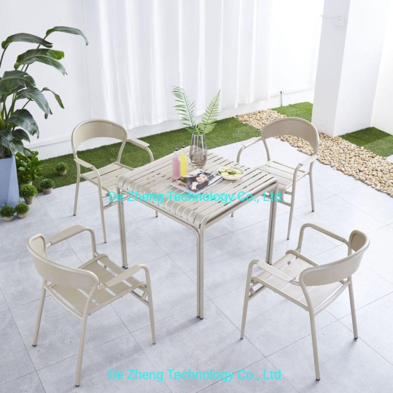 Resort Outdoor Furniture Aluminum Table OEM Garden Furniture Supply Outdoor Table and Chair Set Garden Dining Furniture