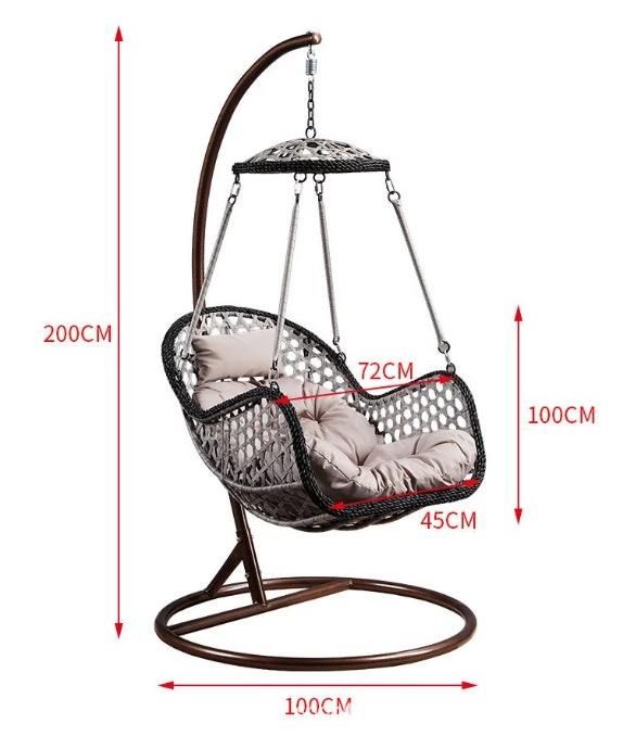 Leisure Wicker Outdoor Hanging Balcony Rattan Cushion Garden Swing Chair