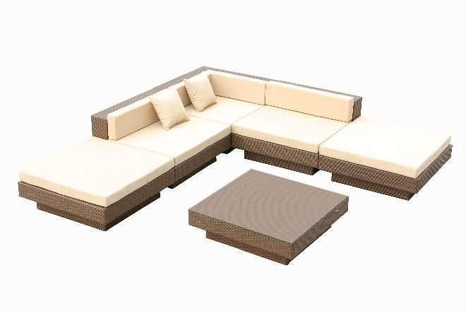 New Modern Combination Balcony Couches Grey Rattan Outdoor Corner Couch Wicker Garden Sofa