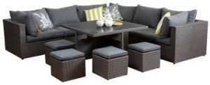 Outdoor Garden Aluminum Rattan Wicker Furniture Corner Lounge with Footstool