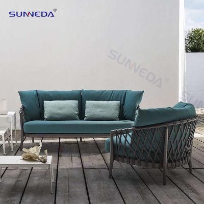 Design Leisure Outdoor Furniture Aluminum Patio Webbing Garden Sofas Hotel Restaurant Garden Sofa Set