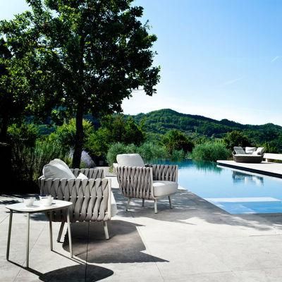 Aluminum Hemp Rope Teak Waterproof Cushion Luxury Garden Sofas Furniture
