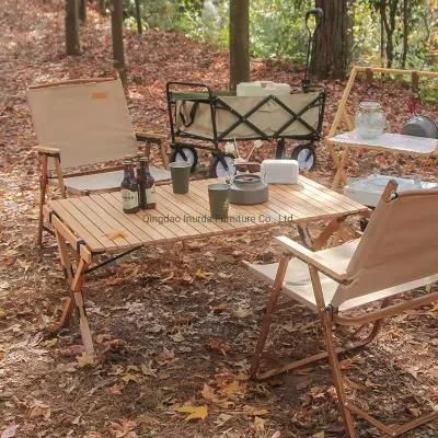 Simple Outdoor Furniture Garden Seaside Camping Folding Easy to Carry Solid Wood Table