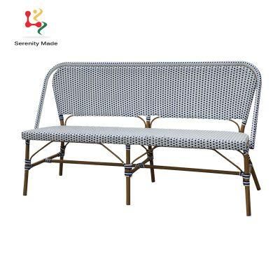 Outdoor Synthetic Rattan Furniture French Bistro Bench Chair for Cafe