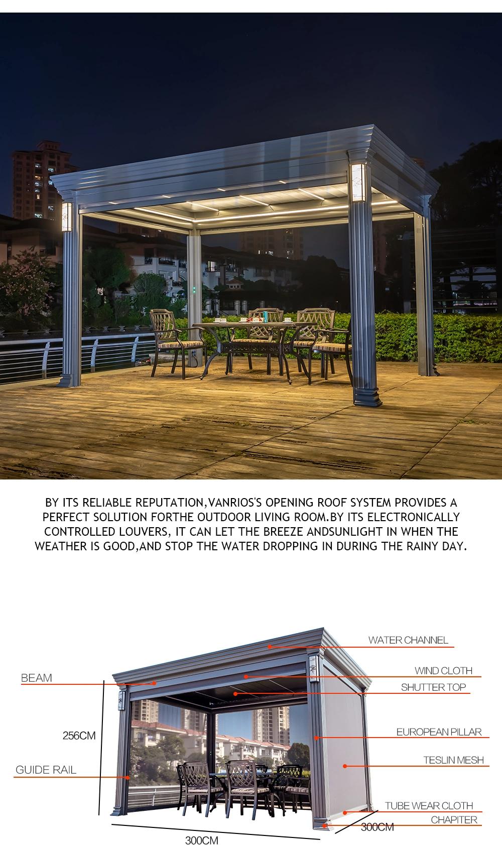Aluminum Modern Automatic Patio Outdoor Carport Gazebo Bioclimatic Louvered Roof Garden Pergola