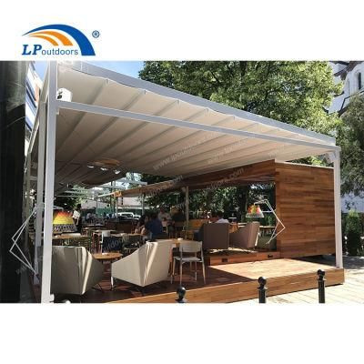 Free-Standing Electronic Aluminum Angled Retractable Roof Roof Pergola as Outdoor Restaurant