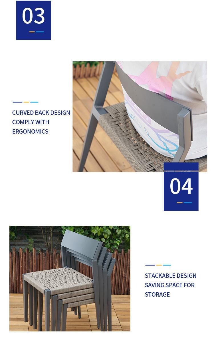Vangarden Modern Furniture Metal Rope Garden Outdoor Dining Chair