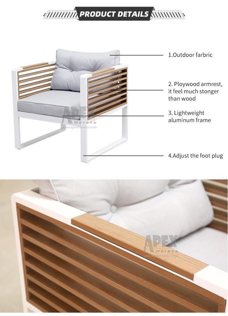 New Arrival Patio Aluminum Outdoor Garden Cushion Lounge Sofa Set