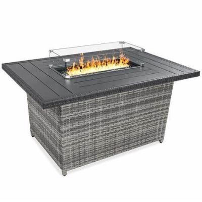 Well Furnir Outdoor Furniture Modular Seating Set with Fire Pit Table