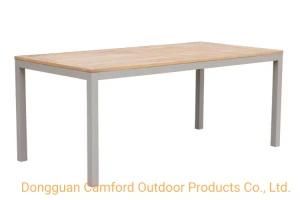 High Quality Contemporary Teak Table / Aluminum / Aluminum Base / Rectangular