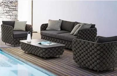 Zhida Factory Wholesale Hotel Home Outdoor Furniture Garden Oval Rattan Leisure Sofa Modern Gray Round Outdoor Sofa