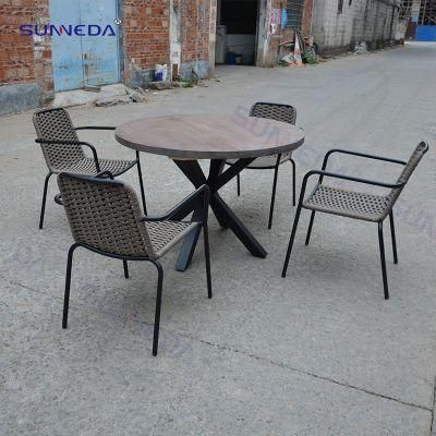 Simple Design Outdoor Rattan Aluminum Alloy Dining Table and Chair