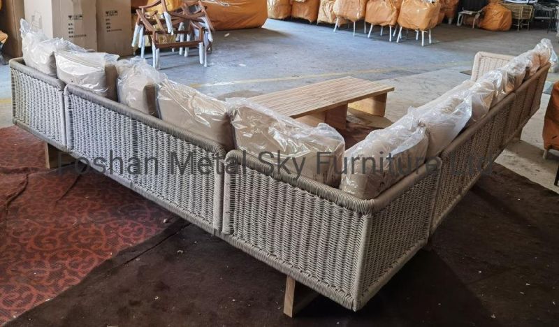 Outdoor Aluminum Garden Hotel Villa Patio Wicker Wooden Rattan Sofa