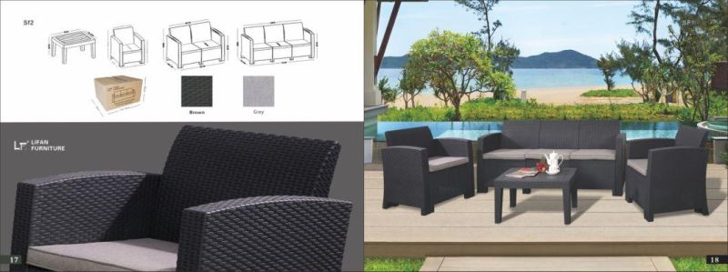 Hotel Patio Lounge Set Plastic Rattan Sofa