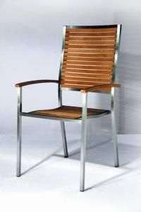 Outdoor Teak Dining Chair with Stainless Steel Frame