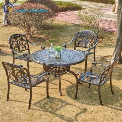 Weatherproof Outdoor Dining Table Set Garden Patio Furniture Set with 4 Arm Homeful Chair