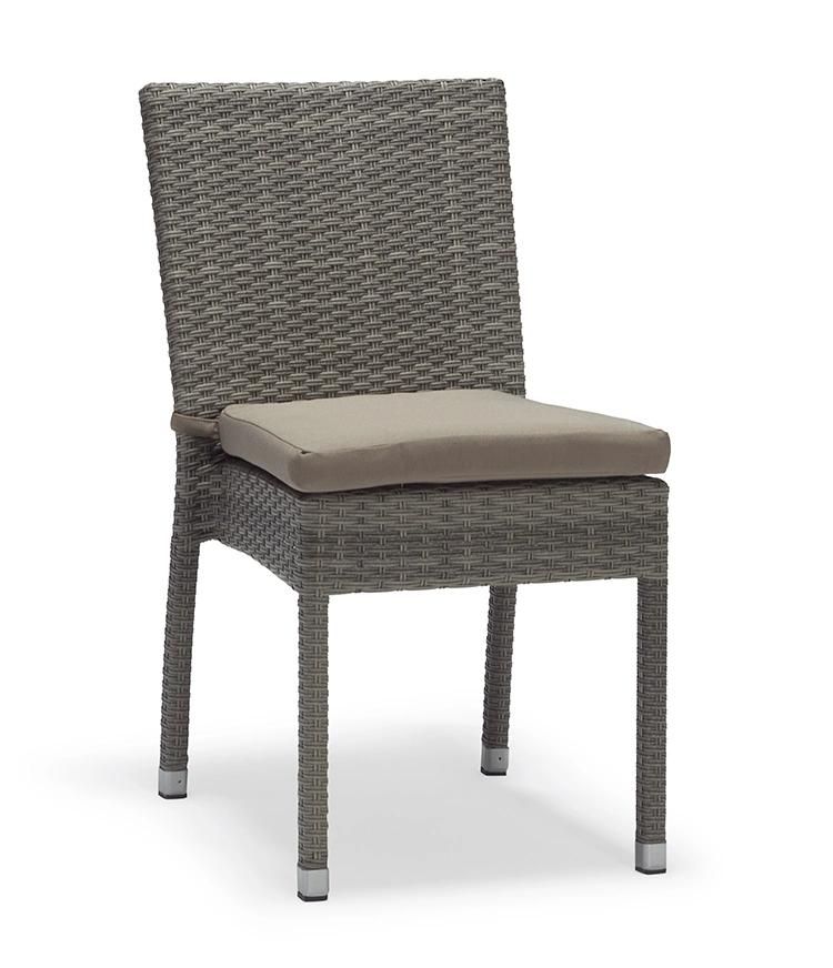 Armless Aluminum Black Plastic Rattan Cane Dining Chair