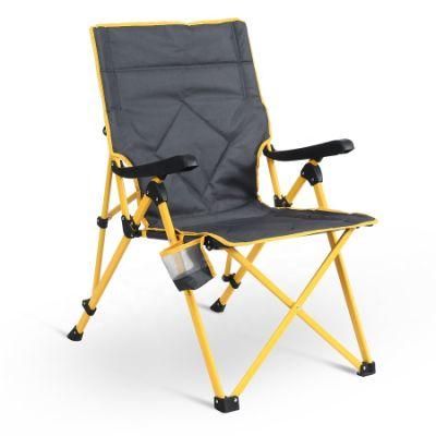 3 Position Adjustable Outdoor Relax Reclining Metal Folding Camping Chair with Armrest