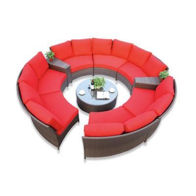 Sectional Wicker Sofa Outdoor Furniture Modern Garden Round Rattan Sofa (CF1004)