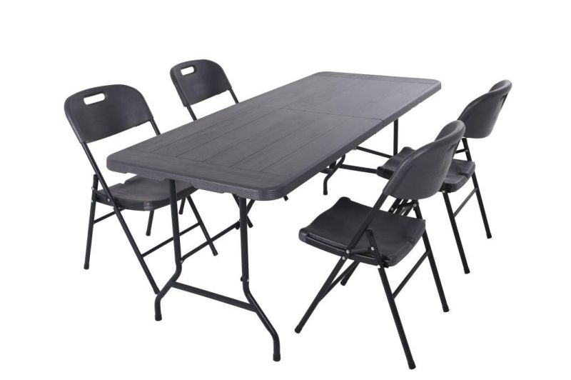 0utdoor Wooden Chair/HDPE Foldable up Chair/HDPE+ Stainless Frame/Portable PE Wooden Pattern Chair