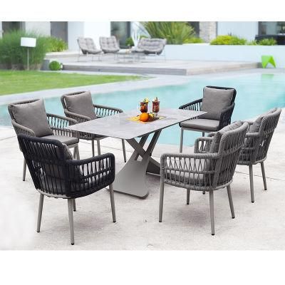 Unique Villa Party Table and Table Set Garden Aluminum Rope Chairs Tables Outdoor Dining Set