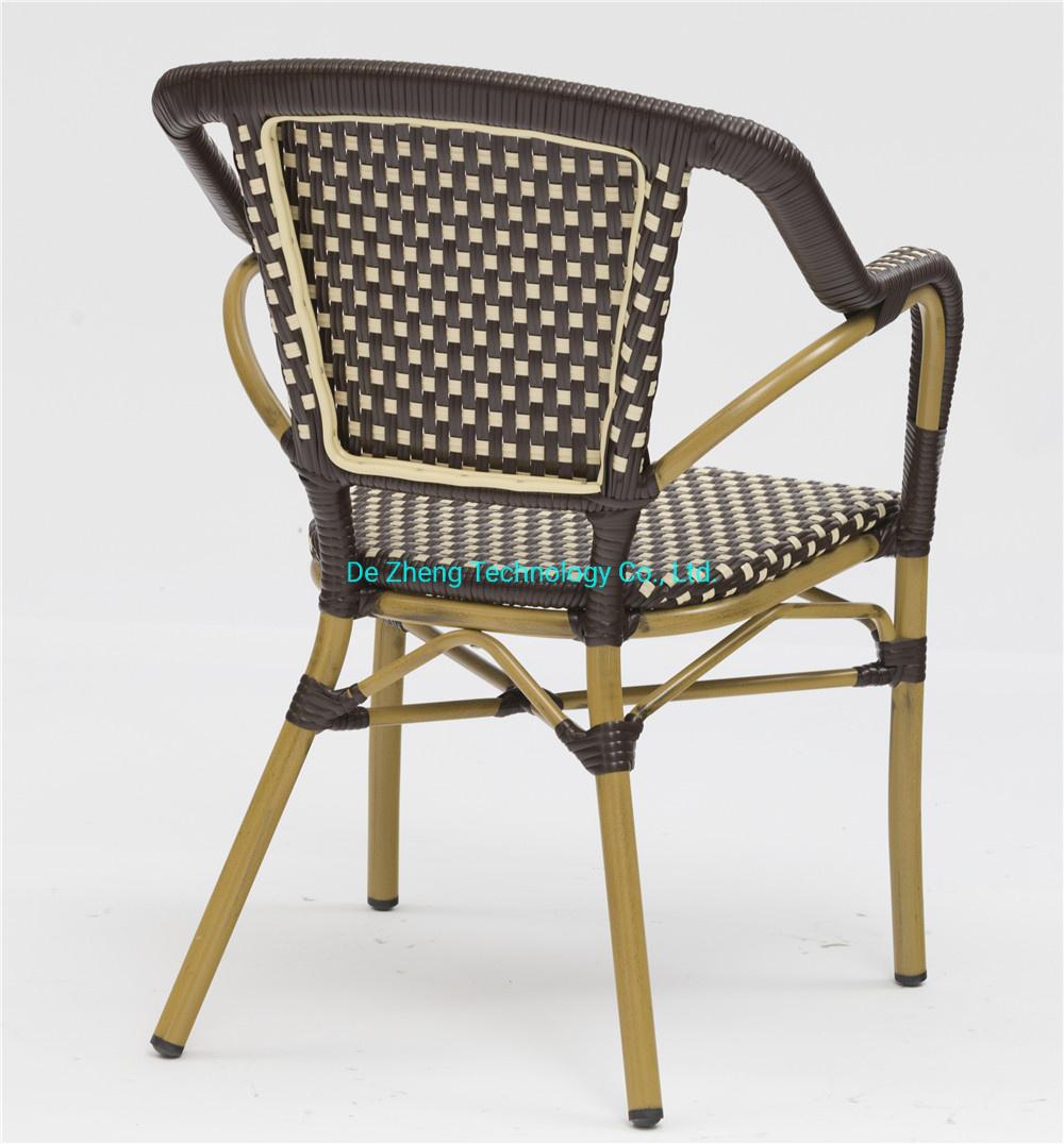 Commercial restaurant Aluminum PE Rattan Chair Large Hevy Duty Bistro Bar Furniture