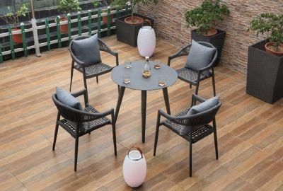 Elegent Royal Rope Furniture Dining Set Garden Aluminum Table and Chairs Set Patio Dining Furniture Outdoor Furniture