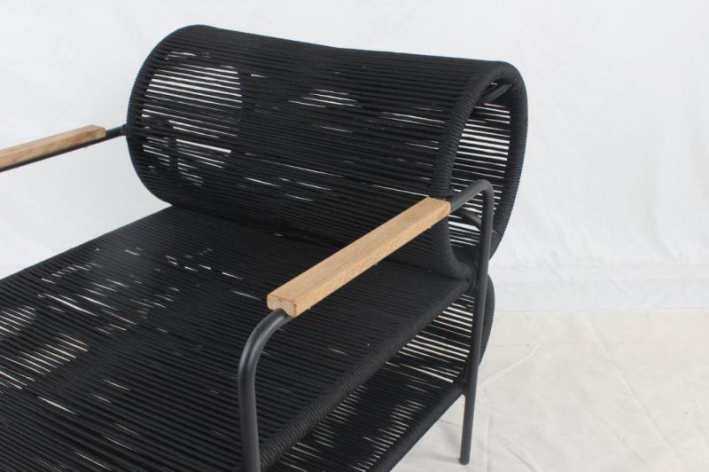 Special Design Rope Weaving Chair Outdoor Furniture with Teakwood Arms